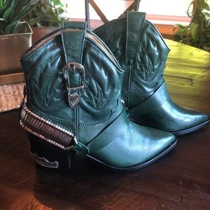 TOGA Pulla Awesome rare green leather boots 5.5/36